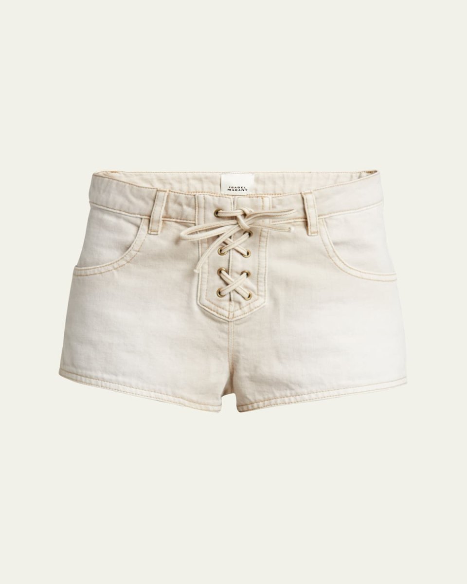 Delma Lace-Up Denim Shorts